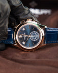Patek Philippe Complications Flyback Chrono Sunburst Blue Dial Rose Gold Case Blue Strap 42mm 5905R-010 - WATCHXNYC