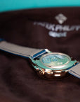 Patek Philippe Complications Flyback Chrono Sunburst Blue Dial Rose Gold Case Blue Strap 42mm 5905R-010 - WATCHXNYC
