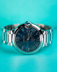 Cartier Ballon Bleu 40 mm Steel Blue Sunray Dial Steel Bracelet WSBB0061 - WATCHXNYC