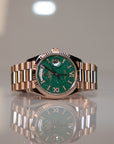 Rolex Day-Date 36 36 mm Green Aventurine Set With Diamonds Dial 18 kt Everose Gold President Bracelet 128235-0068 - WATCHXNYC