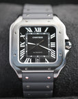 Cartier Santos 47.5 mm x 39.8 mm Large Steel Black Dial Bracelet WSSA0039 - WATCHXNYC
