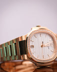 Patek Philippe Nautilus 35.2 mm Silver Dial with Diamonds 18K Rose Gold Bracelet 7118/1200R-001 - WATCHXNYC