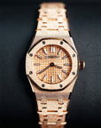 Audemars Piguet Royal Oak Mini Frosted Gold Quartz 23 mm Pink Dial 18-Carat Pink Gold Bracelet 67630OR.GG.1312OR.01 - WATCHXNYC