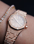 Audemars Piguet Royal Oak Mini Frosted Gold Quartz 23 mm Pink Dial 18-Carat Pink Gold Bracelet 67630OR.GG.1312OR.01 - WATCHXNYC