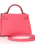 HERMES Mini Kelly 20 Epsom Rose Azalee Palladium Hardware - WATCHXNYC