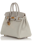 HERMES Birkin 25 Touch Matte Alligator Gris Perle Gold Hardware - WATCHXNYC
