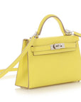 HERMES Mini Kelly 20 Epsom Lime Palladium Hardware - WATCHXNYC