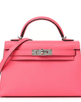 HERMES Mini Kelly 20 Epsom Rose Azalee Palladium Hardware - WATCHXNYC