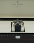 Patek Philippe Aquanaut 42.2 mm Blue Dial 18K White Gold Rubber Strap 5968G-001 - WATCHXNYC