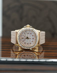 Patek Philippe Aquanaut 35.6 mm Beige Dial with Diamonds 18K Rose Gold Rubber Strap 5072R-001 - WATCHXNYC