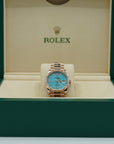 Rolex Day-Date 36 mm Turquoise Set With Diamonds Dial 18 kt Everose Gold President Bracelet 128345rbr-0064 - WATCHXNYC