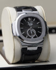 Patek Philippe Nautilus 40.5 mm Black Dial Stainless Steel Leather Strap 5726A-001 - WATCHXNYC