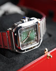 Cartier Santos Large 47.5 mm x 39.8 mm Green Dial Steel Bracelet WSSA0062 - WATCHXNYC