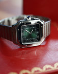Cartier Santos Large 47.5 mm x 39.8 mm Green Dial Steel Bracelet WSSA0062 - WATCHXNYC