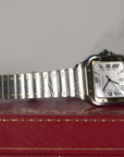 Cartier Santos Large 47.5 mm x 39.8 mm Yellow Gold Silver Dial Steel Bracelet W2SA0009 - WATCHXNYC
