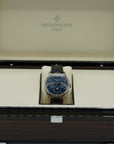 Patek Philippe Grand Complications Perpetual Calendar Blue Sunburst Dial White Gold Case Blue Strap 39 mm 5327G-001 - WATCHXNYC