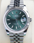 Rolex Datejust 41 mm Mint Green Dial Oystersteel and White Gold Jubilee Bracelet 126334-0028 - WATCHXNYC