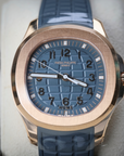 Patek Philippe Aquanaut 38.8 mm Blue Dial 18K Rose Gold Rubber Strap 5269R-001 - WATCHXNYC