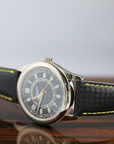 Patek Philippe Calatrava Sweep Seconds Batman Carbon Dial White Gold Case Black Leather Strap 40 mm 6007G-001 - WATCHXNYC