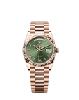 Rolex Day-Date 36mm Olive Green Dial Everose Gold 128235 - WATCHXNYC