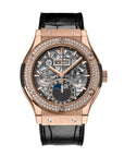 Hublot Classic Fusion Aerofusion Moonphase King with Diamonds Gold Diamonds 42 mm Transparent Dial 18K King Gold Leather Strap 547.OX.0180.LR.1104 - Wrist Boutique