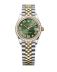 Rolex Datejust 31 31 mm Olive Green Set With Diamonds Dial Oystersteel and 18k Yellow Gold Jubilee Bracelet 278383rbr-0016 - WATCHXNYC