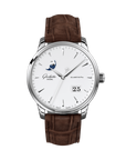 Glashuette Original Senator Excellence Panorama Date Moon Phase 42 mm White Dial Stainless Steel Louisiana Nubuk Leather Strap, Brown 1-36-04-05-02-31 - Wrist Boutique