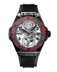 HUBLOT Big Bang Tourbillon Automatic Black Sapphire Las Vegas Boutique 45 mm Transparent Dial Polished Black Sapphire Crystal Rubber Strap 419.JBV.0113.RT.LVB23 - Wrist Boutique