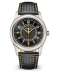 Patek Philippe Calatrava Sweep Seconds Batman Carbon Dial White Gold Case Black Leather Strap 40 mm 6007G-001 - WATCHXNYC