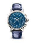Patek Philippe Grand Complications 41 mm Blue Dial Platinum Leather Strap 5370P-011 - WATCHXNYC