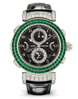Patek Philippe Grand Complications Grandmaster Chime Black Time & Calendar Emerald Dial White Gold Reversible Case Leather Strap 49.4mm 6300-403G-001 - WATCHXNYC