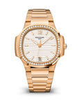 Patek Philippe Nautilus 35.2 mm Silver Dial with Diamonds 18K Rose Gold Bracelet 7118/1200R-001 - WATCHXNYC