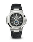 Patek Philippe Nautilus 40.5 mm Black Dial Stainless Steel Leather Strap 5726A-001 - WATCHXNYC
