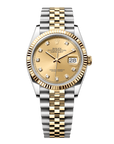 Rolex Datejust 36 36 mm Champagne-Colour Set With Diamonds Dial Oystersteel and 18k Yellow Gold Jubilee Bracelet 126233-0017 - WATCHXNYC