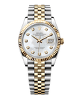 Rolex Datejust 36 36 mm White Mother-Of-Pearl Set With Diamonds Dial Oystersteel and 18k Yellow Gold Jubilee Bracelet 126233-0023 - WATCHXNYC