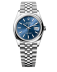 Rolex Datejust 36 36mm Bright Blue Dial Oystersteel Jubilee Bracelet 126200-0005 - WATCHXNYC