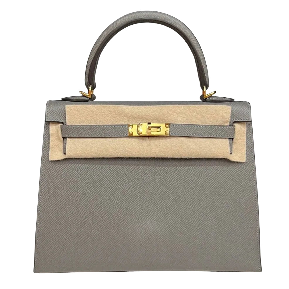 HERMES Kelly 25 Madame Gris Meyer Gold Hardware - WATCHXNYC