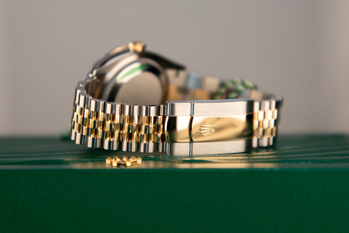Rolex Datejust 31 31 mm Olive Green Set With Diamonds Dial Oystersteel and 18k Yellow Gold Jubilee Bracelet 278383rbr-0016 - WATCHXNYC
