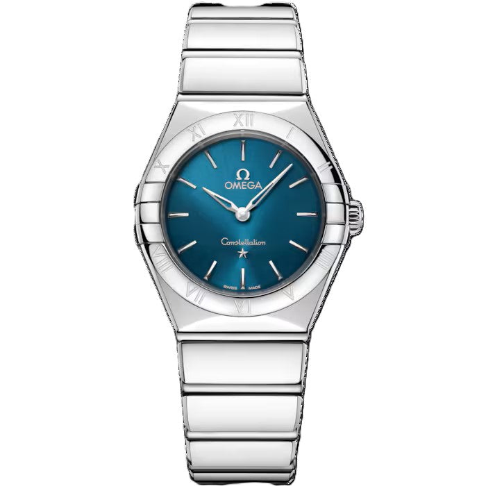 Omega Constellation 28mm Peacock blue dial Steel bracelet 131.10.28.60.03.002 - WATCHXNYC