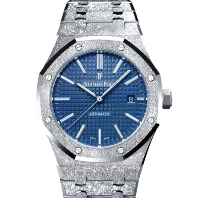 Audemars Piguet Royal Oak 41mm Blue Dial Frosted White Gold Bracelet 15410BC.GG.1224BC.01 - WATCHXNYC