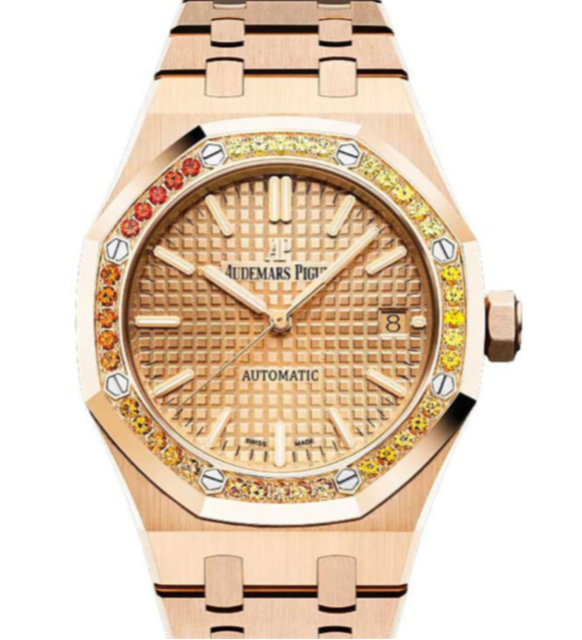 Audemars Piguet Royal Oak 37mm Rose Gold Dial Rose Gold Diamond Bezel 15451OR.YY.1256OR.01 - WATCHXNYC