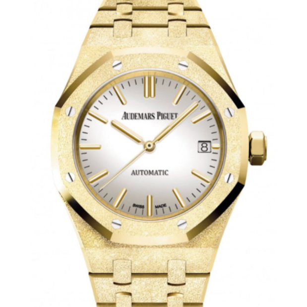 Audemars Piguet Royal Oak Selfwinding 37mm Frosted White Dial Yellow Gold Bracelet 15454BA.GG.1259BA.02 - WATCHXNYC