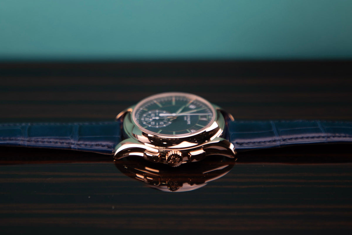 Patek Philippe Complications Flyback Chrono Sunburst Blue Dial Rose Gold Case Blue   Strap 42mm 5905R-010 - WATCHXNYC