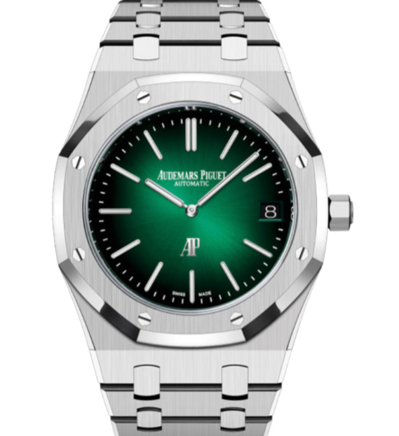 Audemars Piguet Royal Oak 39mm Smoked Green Dial Platinum Bracelet 50th Anniversary 16202PT.OO.1240PT.01 - WATCHXNYC