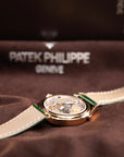 Patek Philippe Complications World Time Olive Green Dial Rose Gold Diamond Case   Green Strap 36 mm 7130R-014 - WATCHXNYC