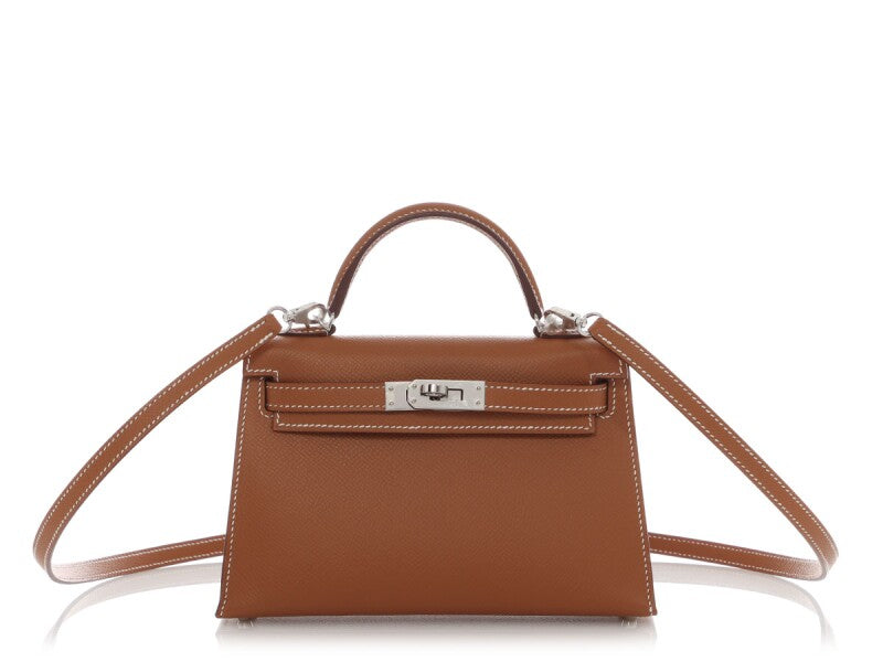 HERMES Mini Kelly 20 Epsom Gold Palladium Hardware - WATCHXNYC