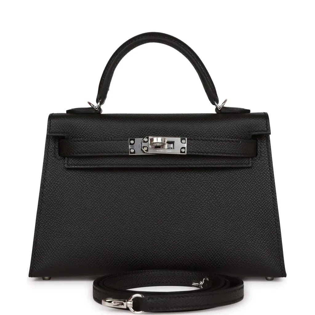 HERMES Mini Kelly 20 Epsom Black Palladium Hardware - WATCHXNYC