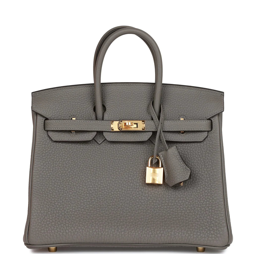HERMES Birkin 25 Togo Gris Meyer Gold Hardware - WATCHXNYC