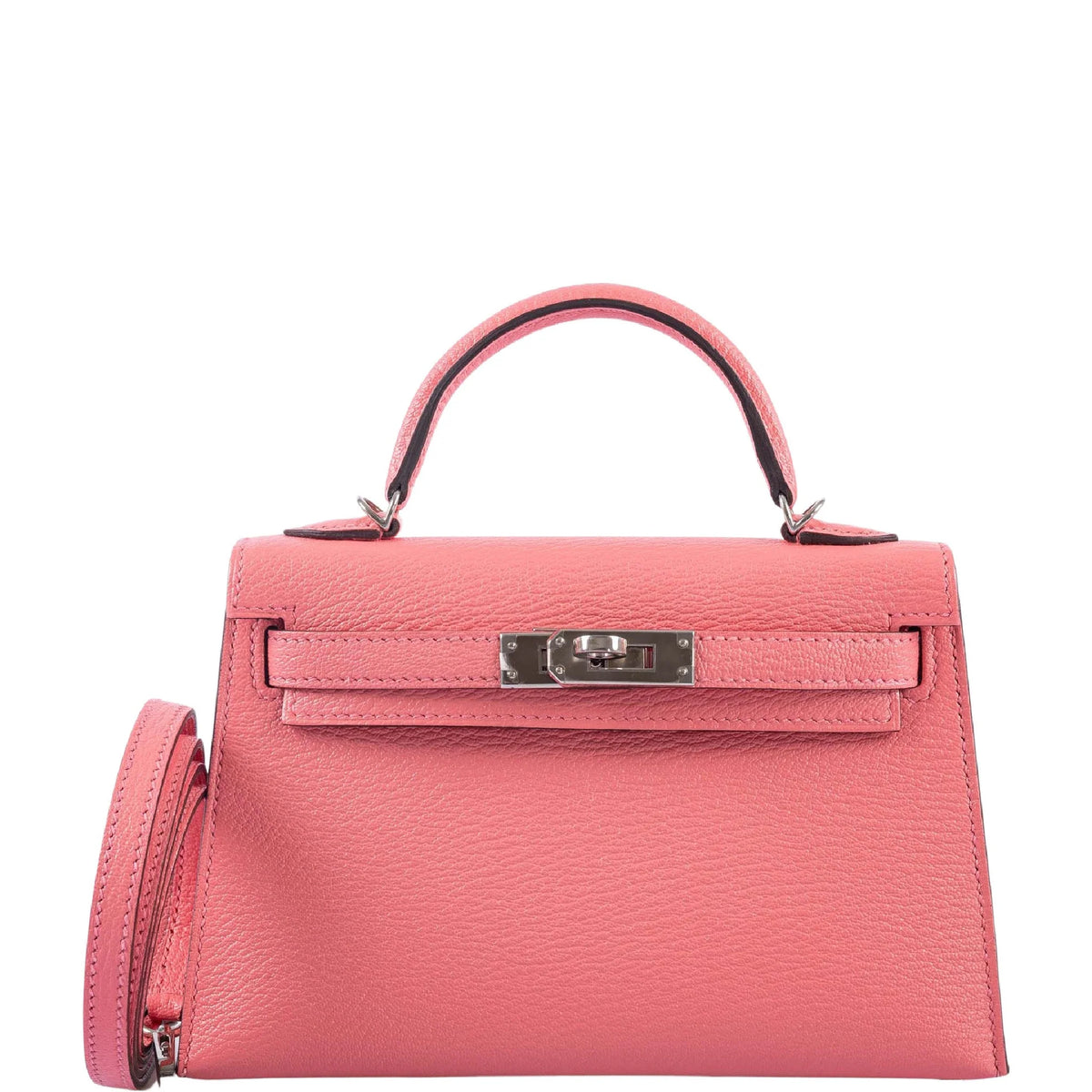 HERMES Mini Kelly 20 Chèvre Rose D’ete Palladium Hardware - WATCHXNYC