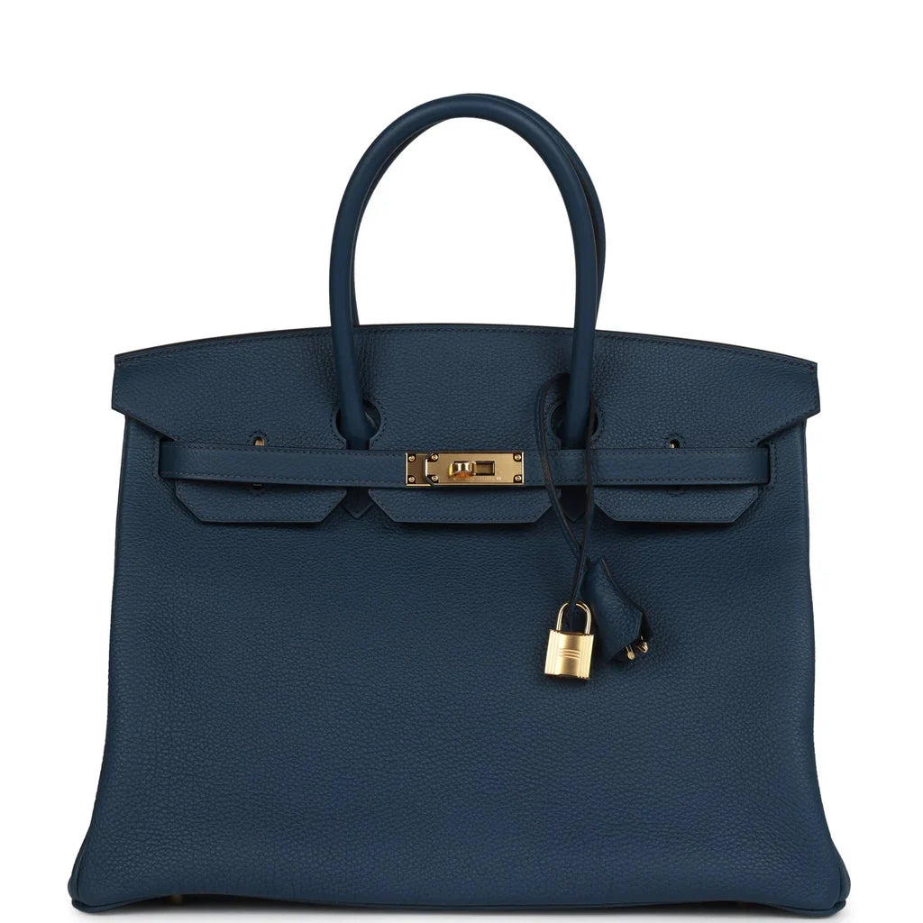 HERMES Birkin 25 Togo Blue De Prusse Gold Hardware - WATCHXNYC